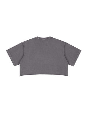 Snow Washed Raw Edge Crop Top