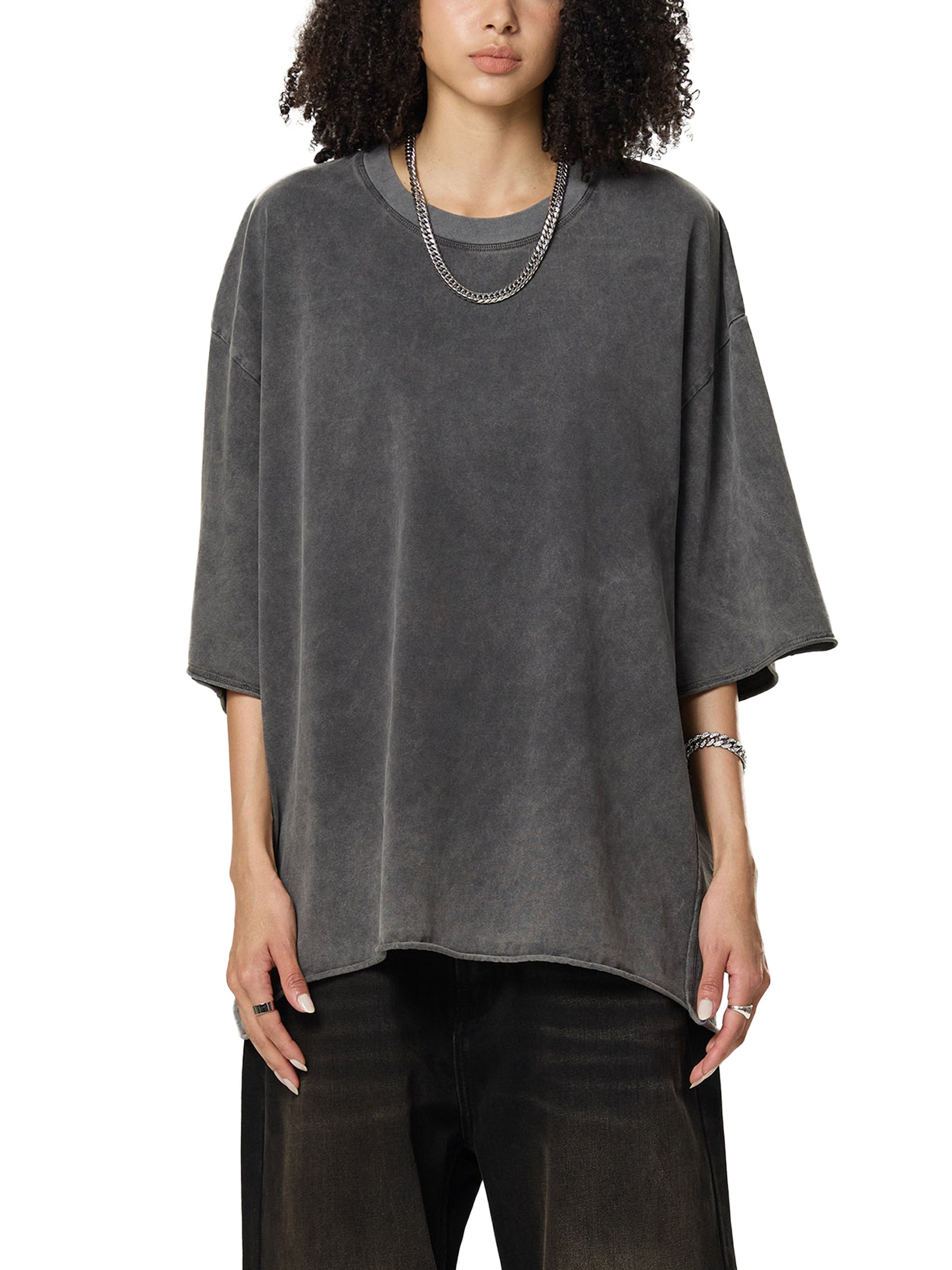 Raw Edge Snow Washed Boxy T-Shirt