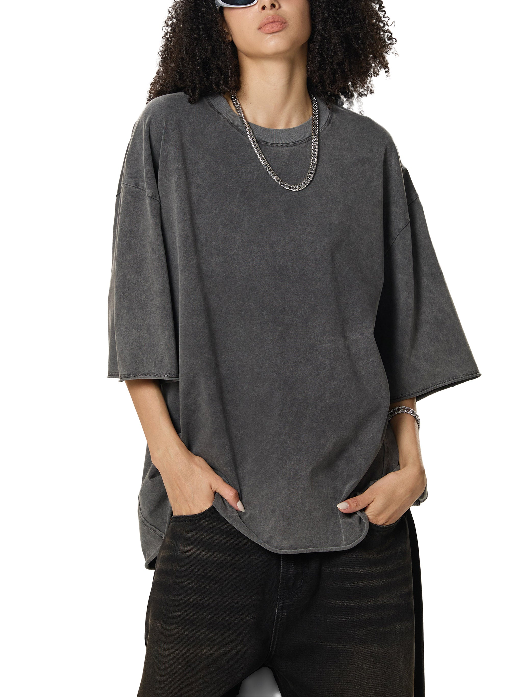 Raw Edge Snow Washed Boxy T-Shirt