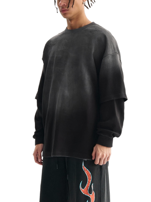 Sunfade Hand-Frayed Faux Two-Piece T-Shirt