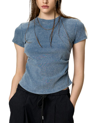 Vintage Washed Bodycon Cotton T-Shirt