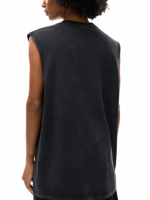 Snow Washed Frayed Hem Tank Top