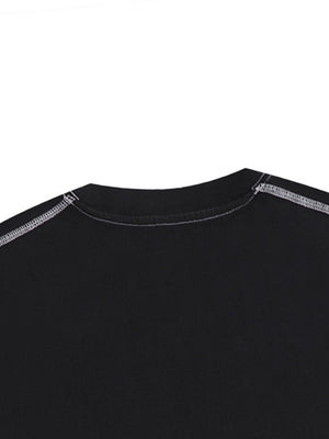 Streetwear Contrast-Stitched Cotton T-Shirt