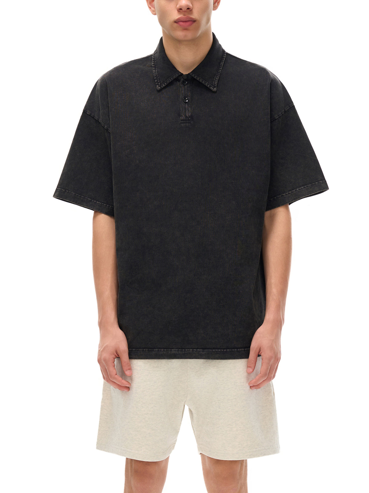 Heavyweight Snow-Washed Polo T-Shirt
