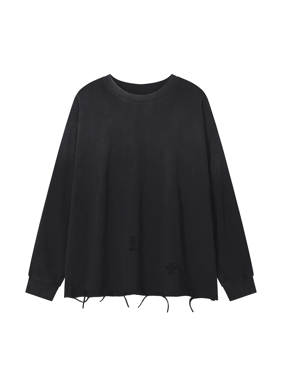 Snow Wash Raw Edge Cotton T-Shirt