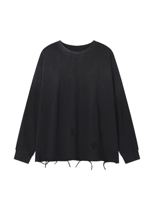 Snow Wash Raw Edge Cotton T-Shirt