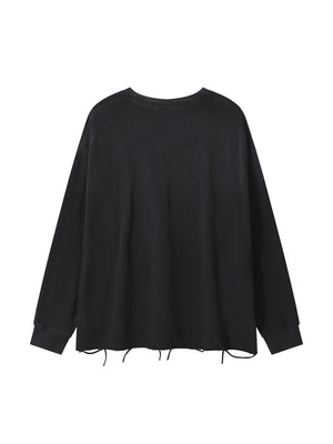 Snow Wash Raw Edge Cotton T-Shirt