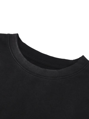 Snow Wash Raw Edge Cotton T-Shirt