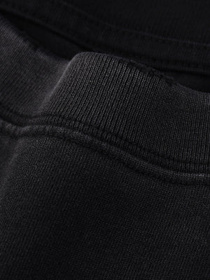 Snow Wash Raw Edge Cotton T-Shirt