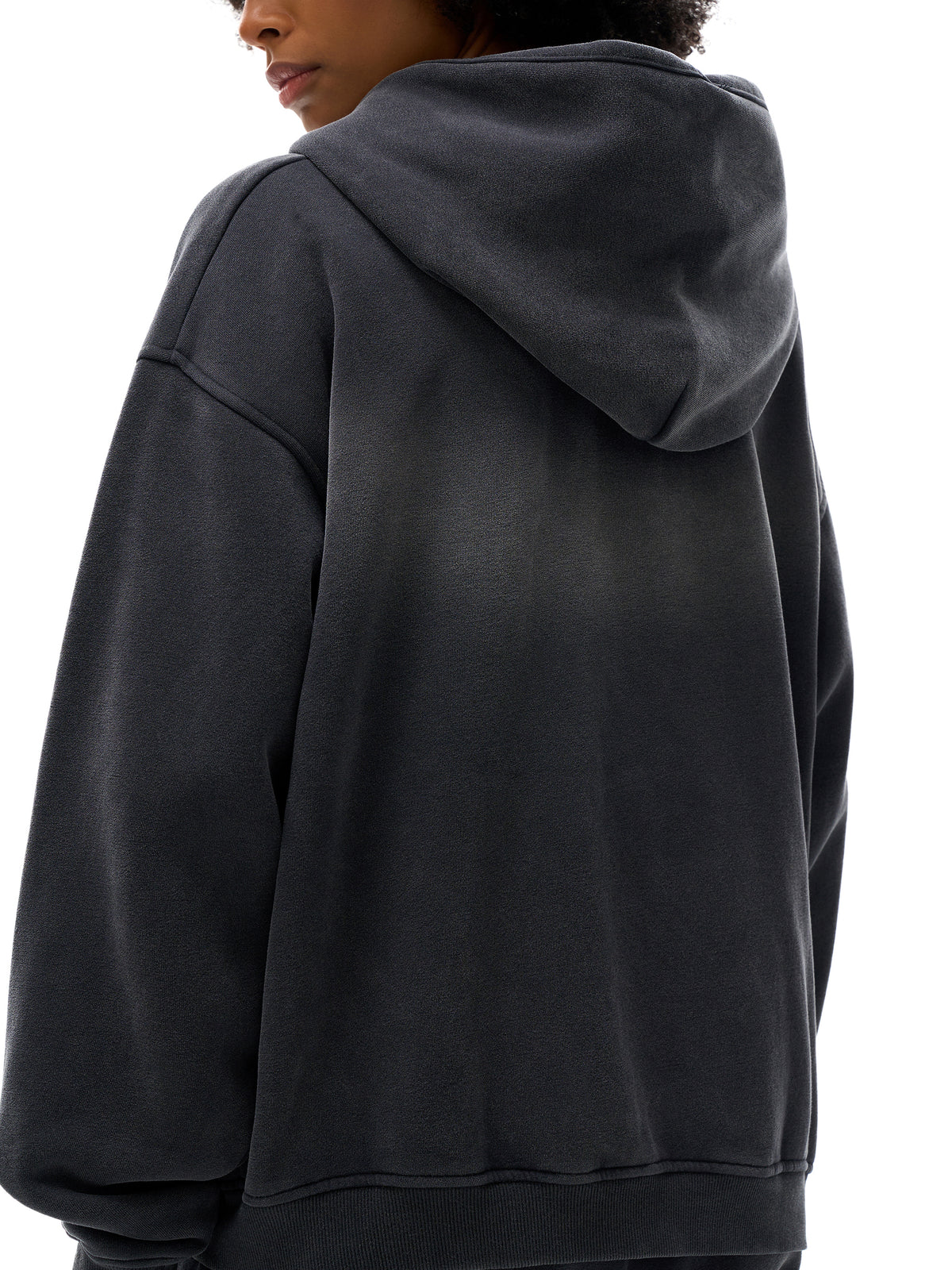 Unisex Vintage Sunfade Two-Way Zip Boxy Fleece Hoodie – Oversized Heavyweight Hoodie