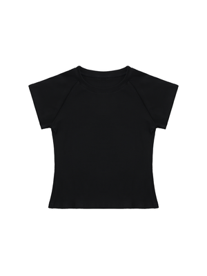 Solid Color Raglan Sleeve Crop Top