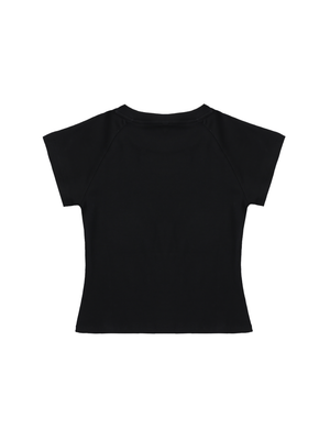 Solid Color Raglan Sleeve Crop Top