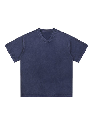 Snow Washed V-Neck Cotton T-Shirt