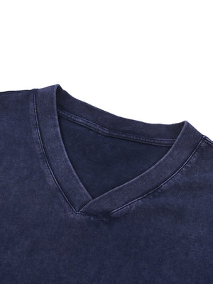Snow Washed V-Neck Cotton T-Shirt