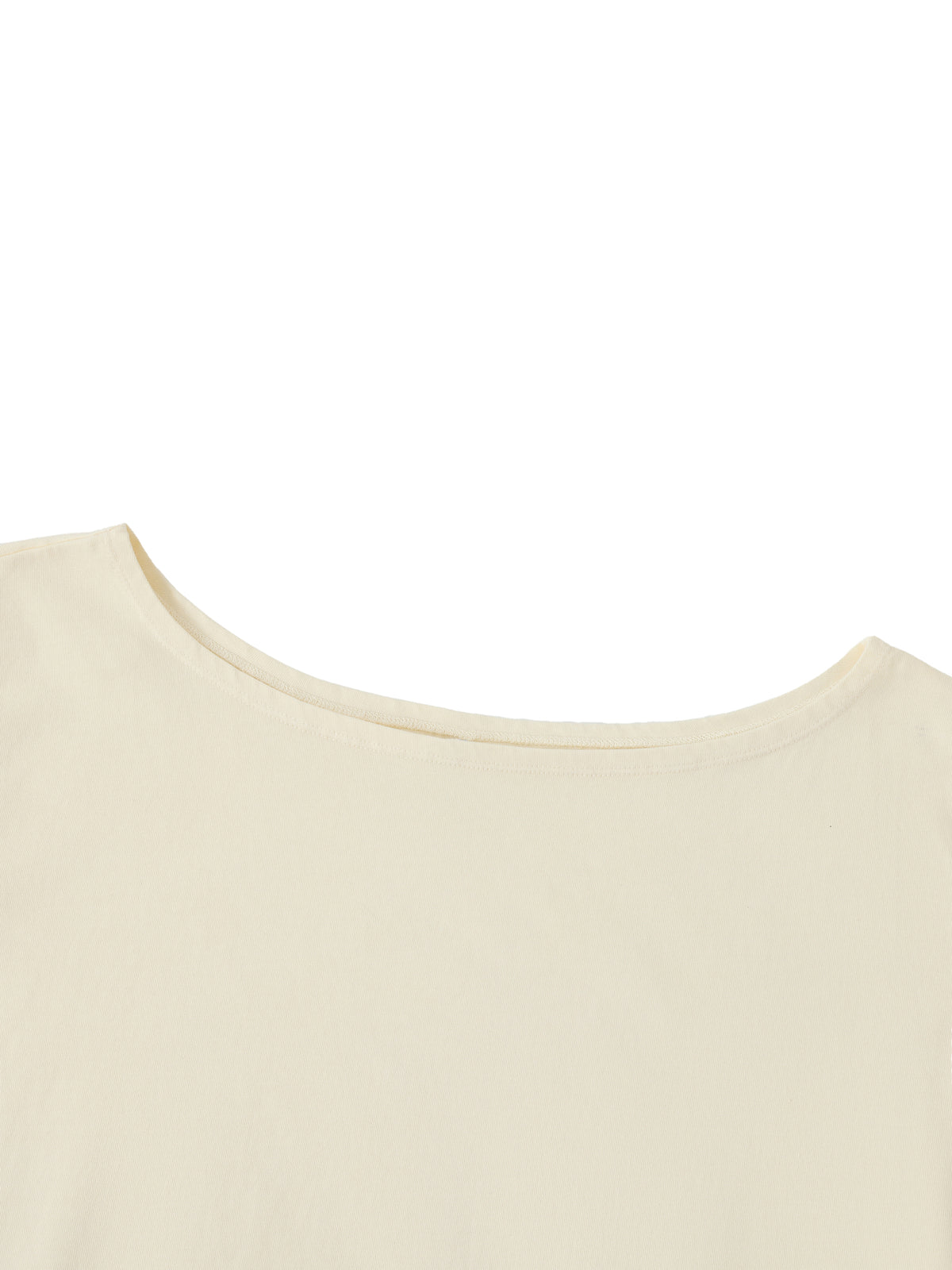 Off-Shoulder Rolled Hem Cotton T-Shirt