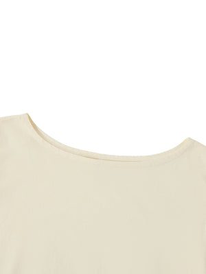 Off-Shoulder Rolled Hem Cotton T-Shirt