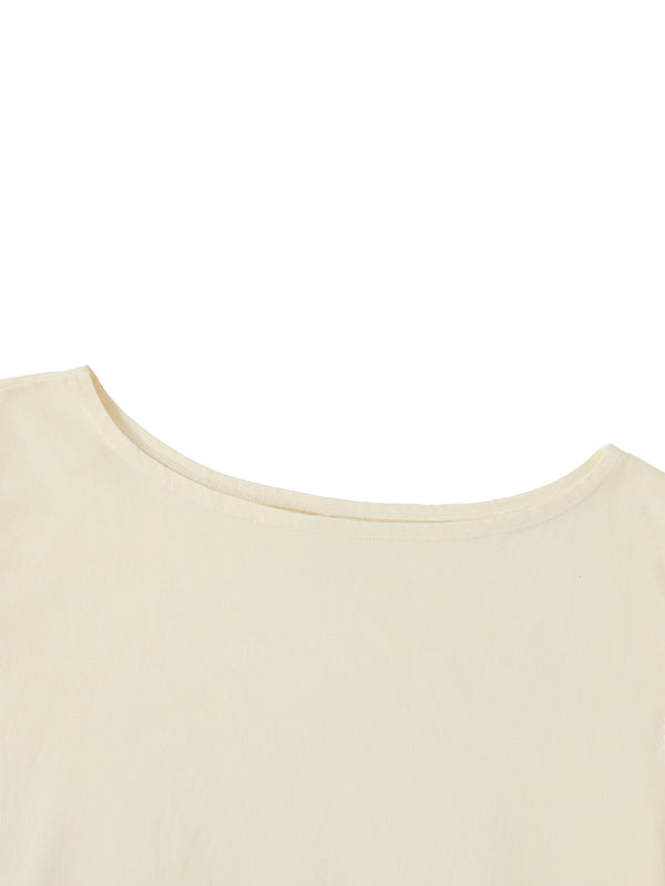 Off-Shoulder Rolled Hem Cotton T-Shirt