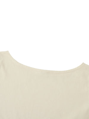 Off-Shoulder Rolled Hem Cotton T-Shirt