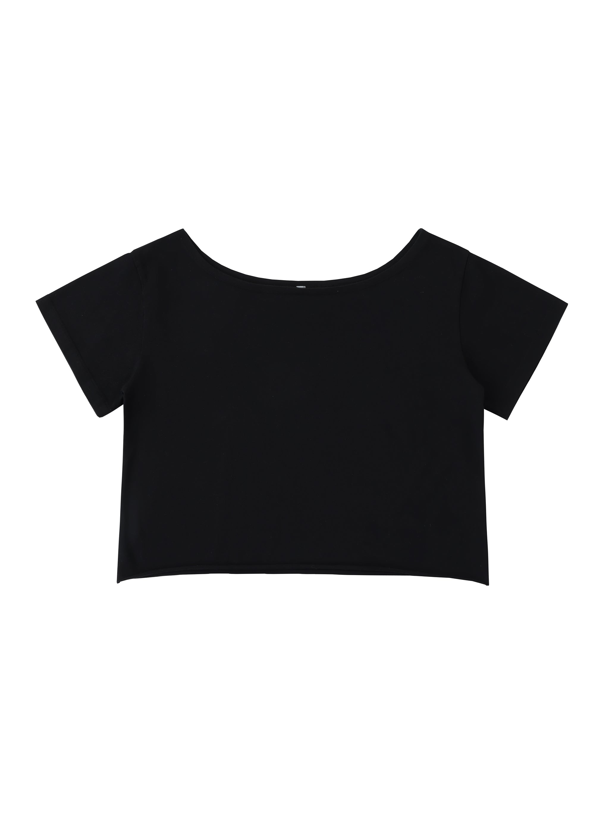 Off-Shoulder Rolled Hem Cotton T-Shirt