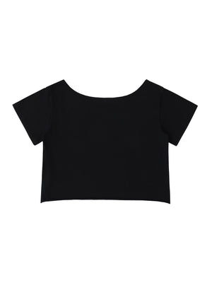 Off-Shoulder Rolled Hem Cotton T-Shirt