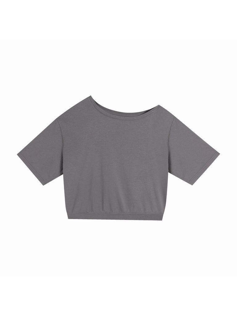 Asymmetric Shoulder Oversized Cotton T-Shirt