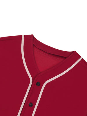 Contrast Piped Button-Up Jersey