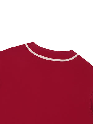 Contrast Piped Button-Up Jersey