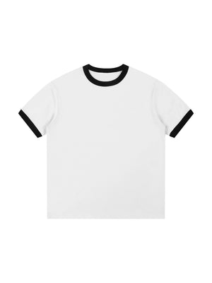 Contrast Edge Ribbed Crewneck T-Shirt