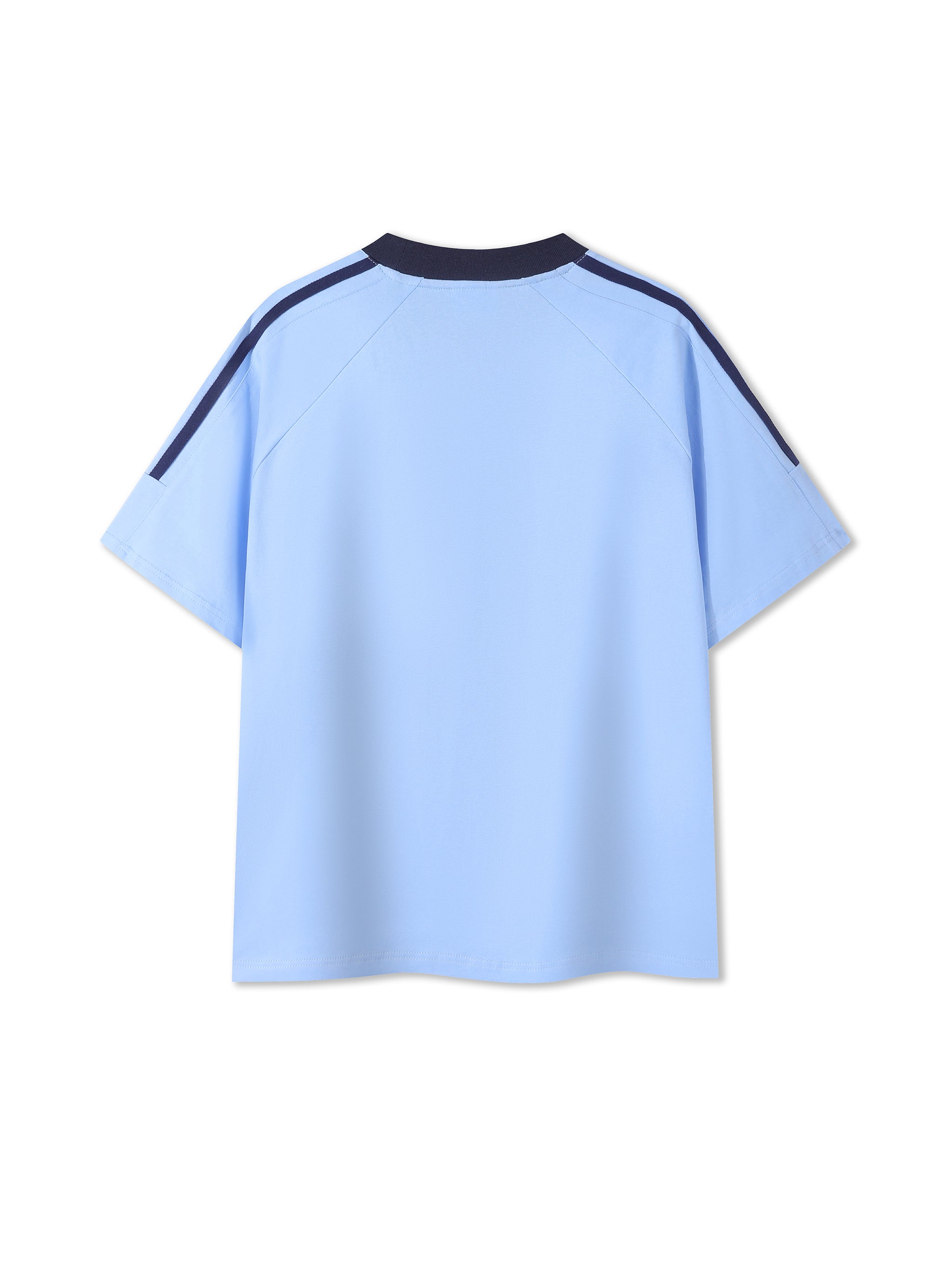 Contrast Tape Crewneck Cotton T-Shirt