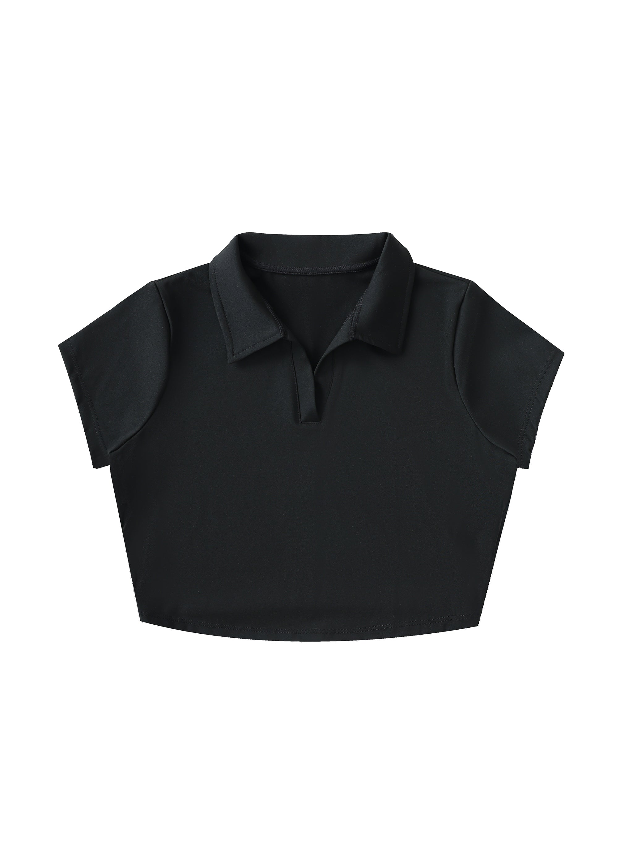 V-Neck Lapel Crop Top