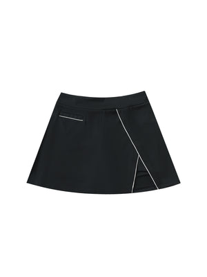 High-Waist Pocketed A-Line Skirt