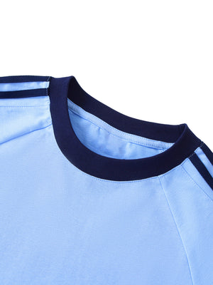 Contrast Tape Crewneck Cotton T-Shirt