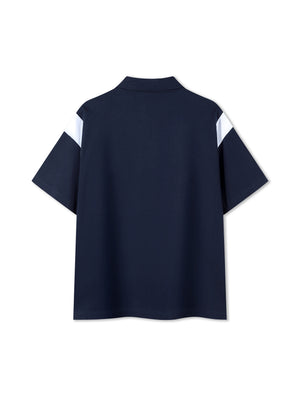Contrast Panel Cotton Polo Shirt