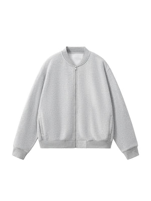 Essential Zip-Up Fleeced Varsity Jacket