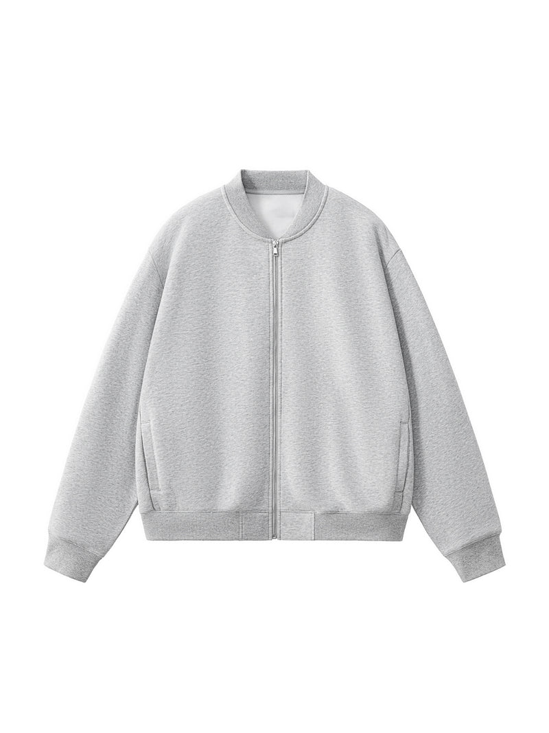 Essential Zip-Up Fleeced Varsity Jacket