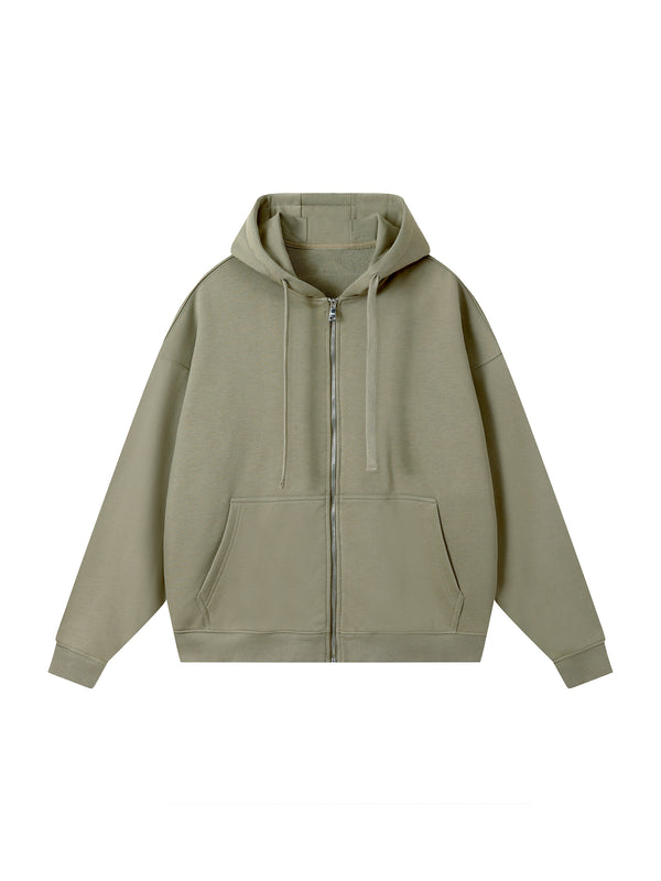Drop-Shoulder Zip Up Hoodie