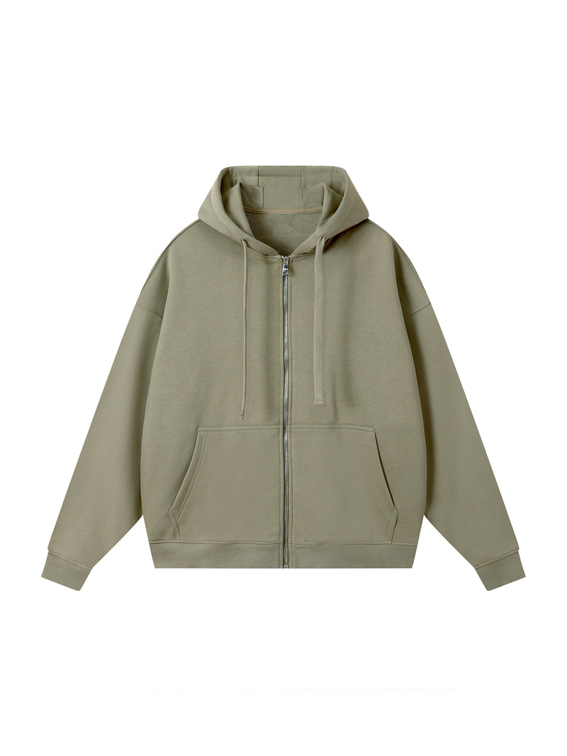 Drop-Shoulder Zip Up Hoodie