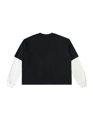 Layered Contrast Sleeve Cotton T-Shirt