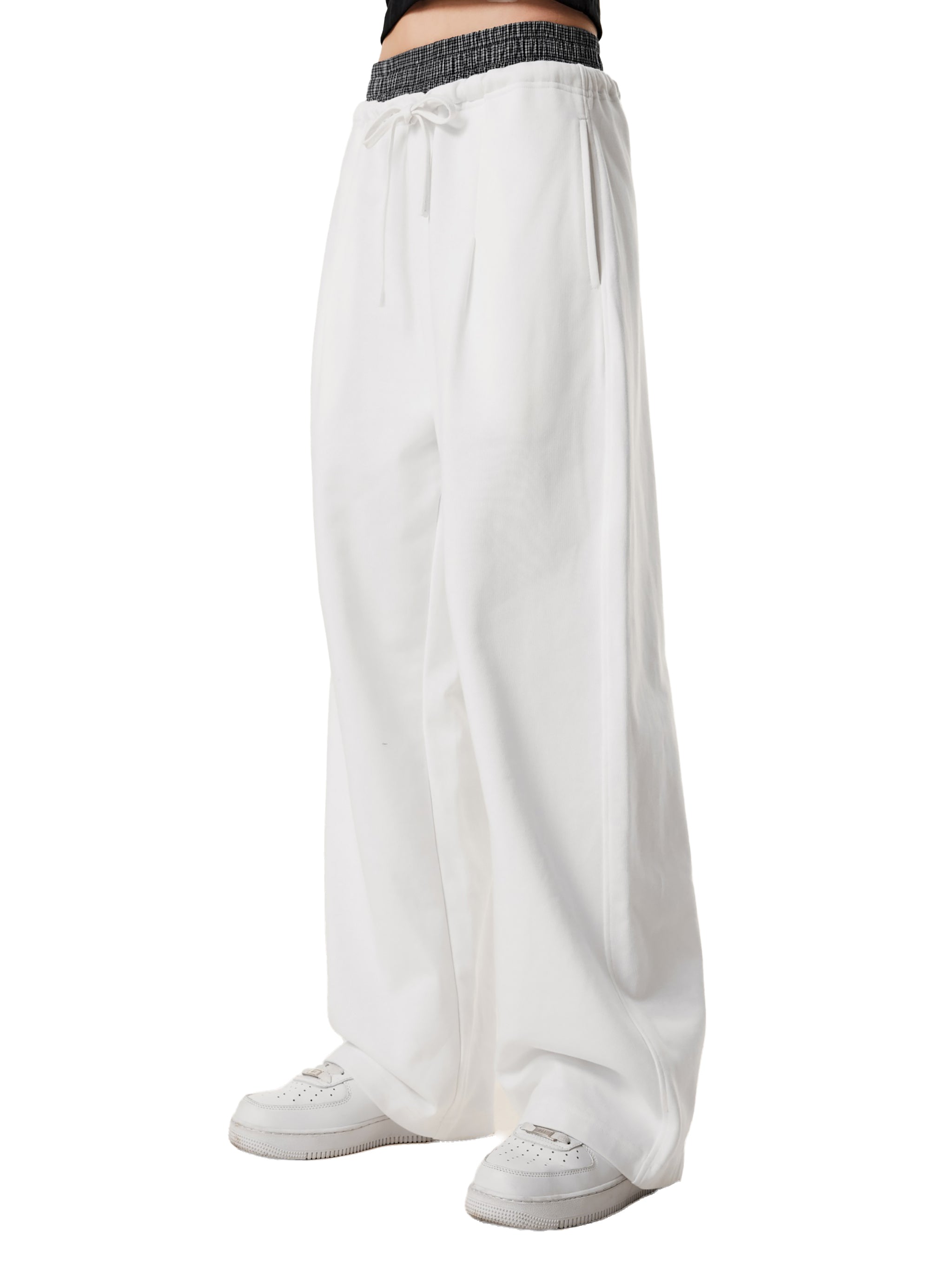 Plaid Contrast Waist Pants