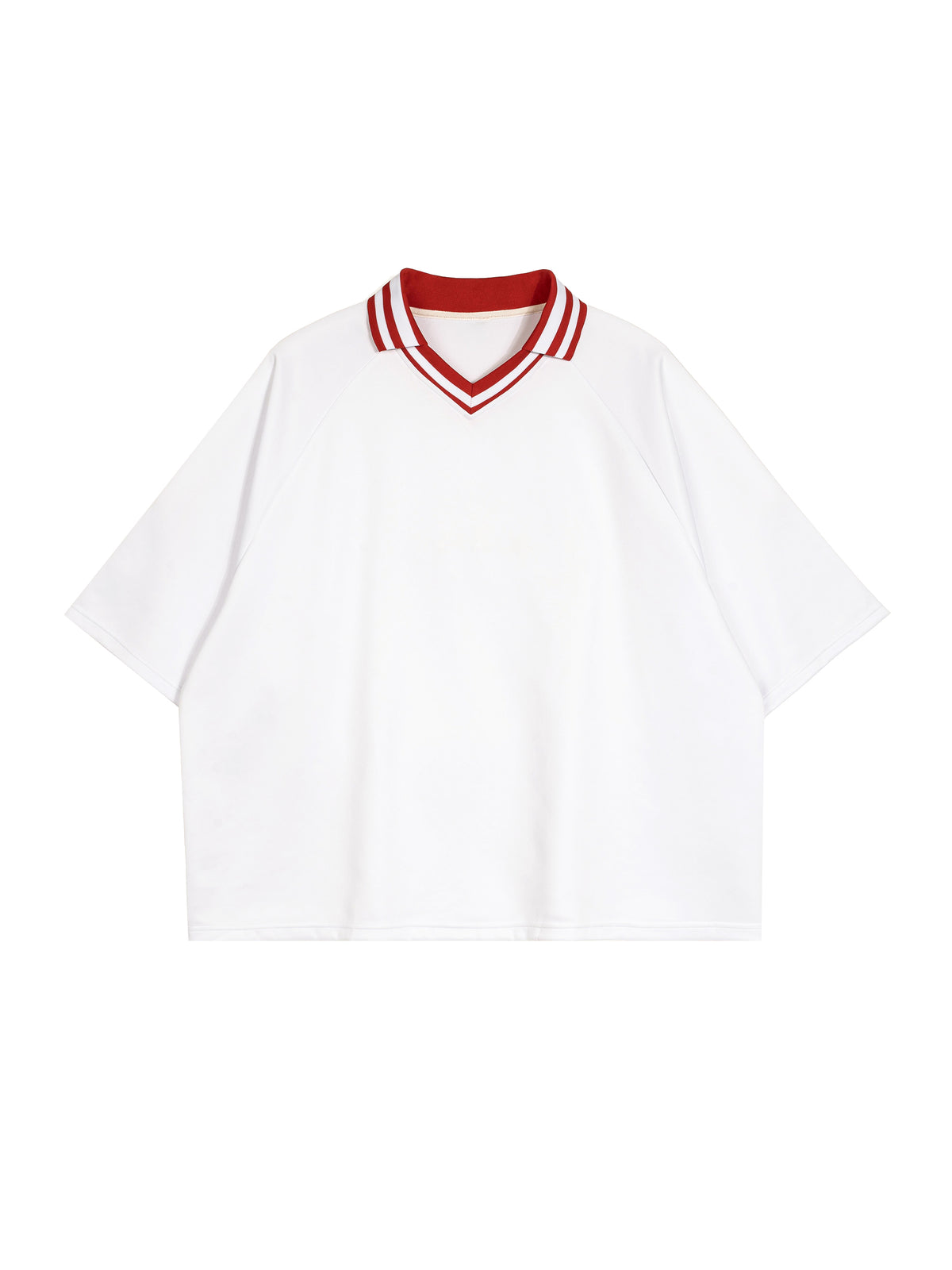 Contrast Lapel Collar Boxy T-Shirt