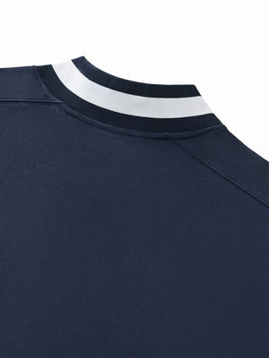V-Neck Contrast Collar Boxy Sweatshirt