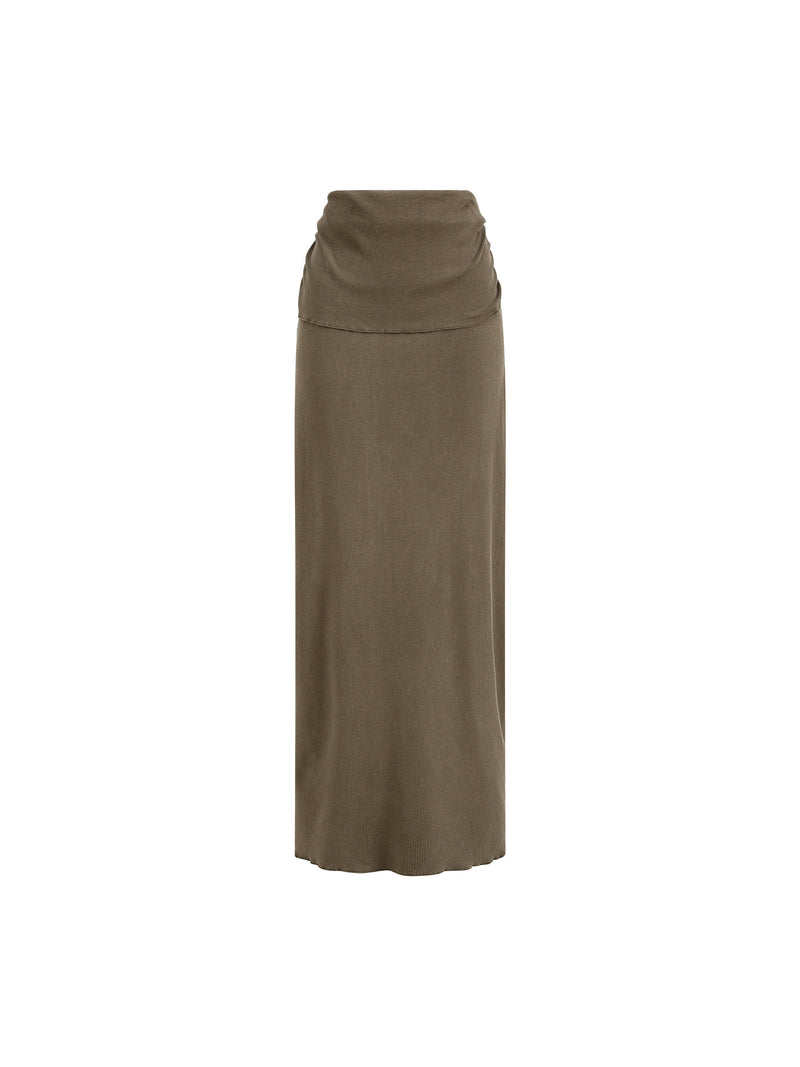 Dyed Washed Straight Hip-Hugging Slim Maxi Skirt