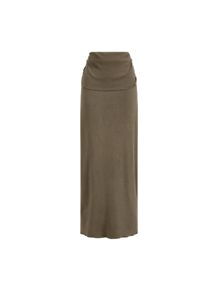 Dyed Washed Straight Hip-Hugging Slim Maxi Skirt