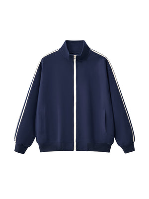 Contrast Side-Stripe Stand Collar  Jacket