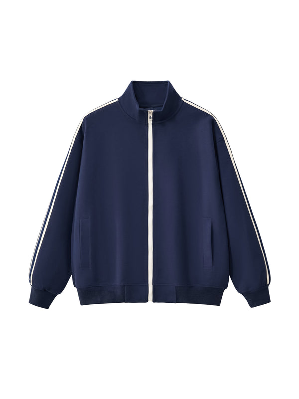 Contrast Side-Stripe Stand Collar  Jacket