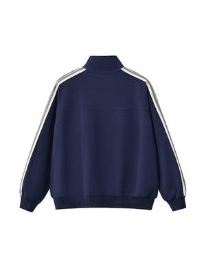 Contrast Side-Stripe Stand Collar  Jacket