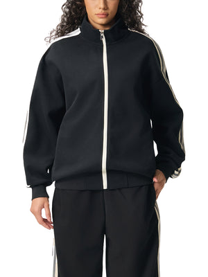 Contrast Side-Stripe Stand Collar  Jacket