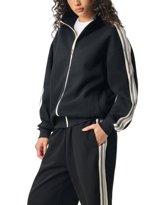 Contrast Side-Stripe Stand Collar  Jacket