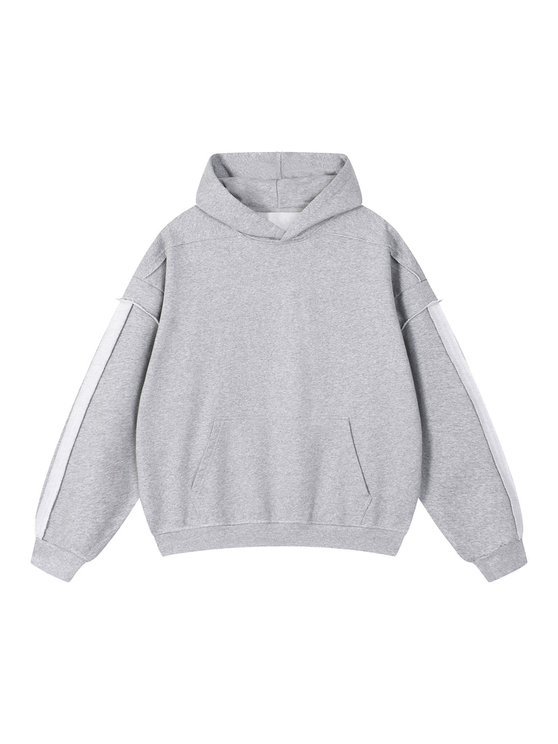 Contrast Tape Raw Edge Double Layered Hoodie