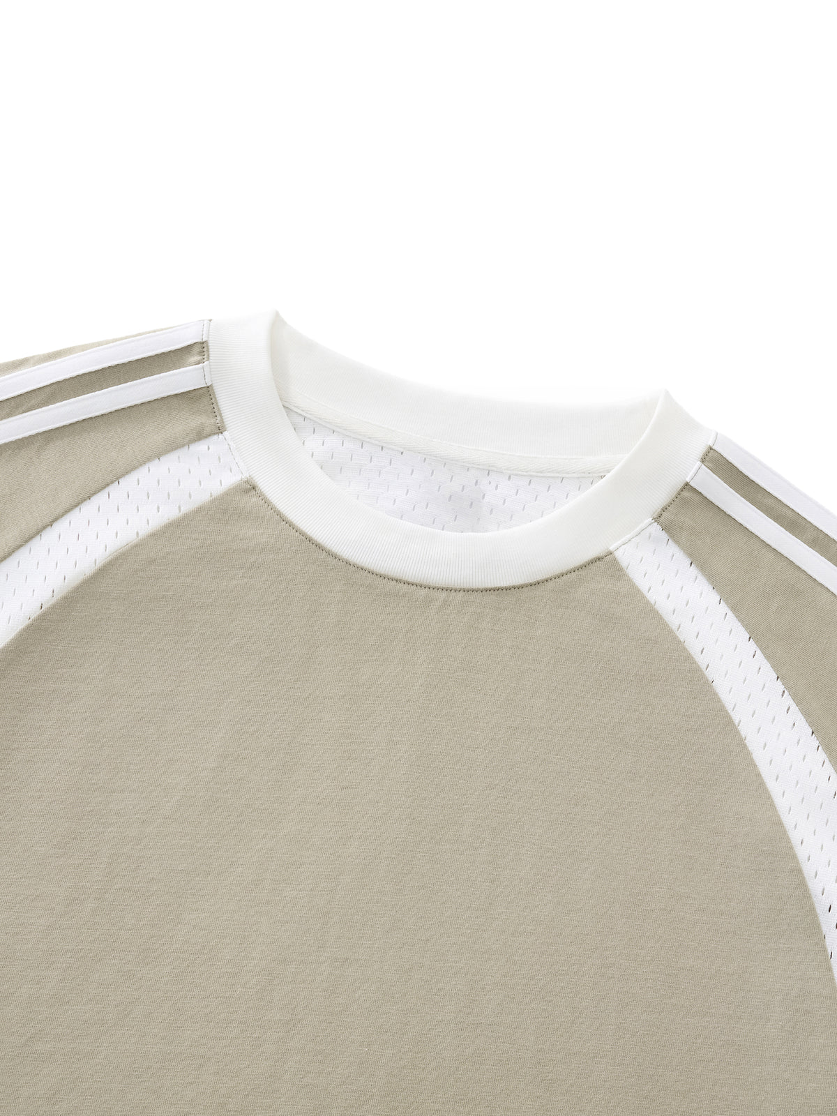 Contrast Stripes Panel Mesh T-shirt